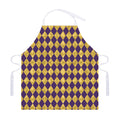 Purple And Gold Harlequin Pattern Print Adjustable Apron