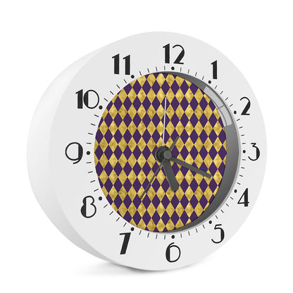 Purple And Gold Harlequin Pattern Print Alarm Clock