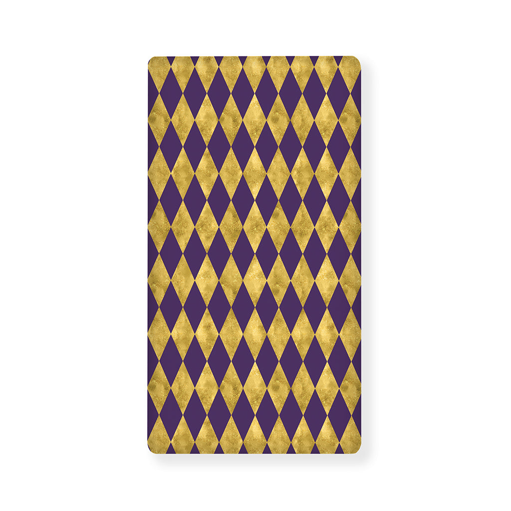 Purple And Gold Harlequin Pattern Print Baby Crib Sheet