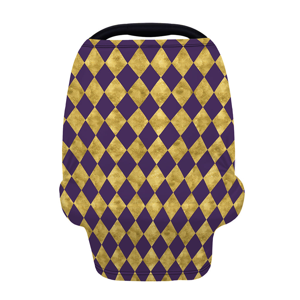 Purple And Gold Harlequin Pattern Print Baby Seat Cover