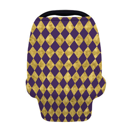 Purple And Gold Harlequin Pattern Print Baby Seat Cover