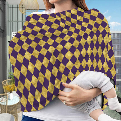 Purple And Gold Harlequin Pattern Print Baby Seat Cover