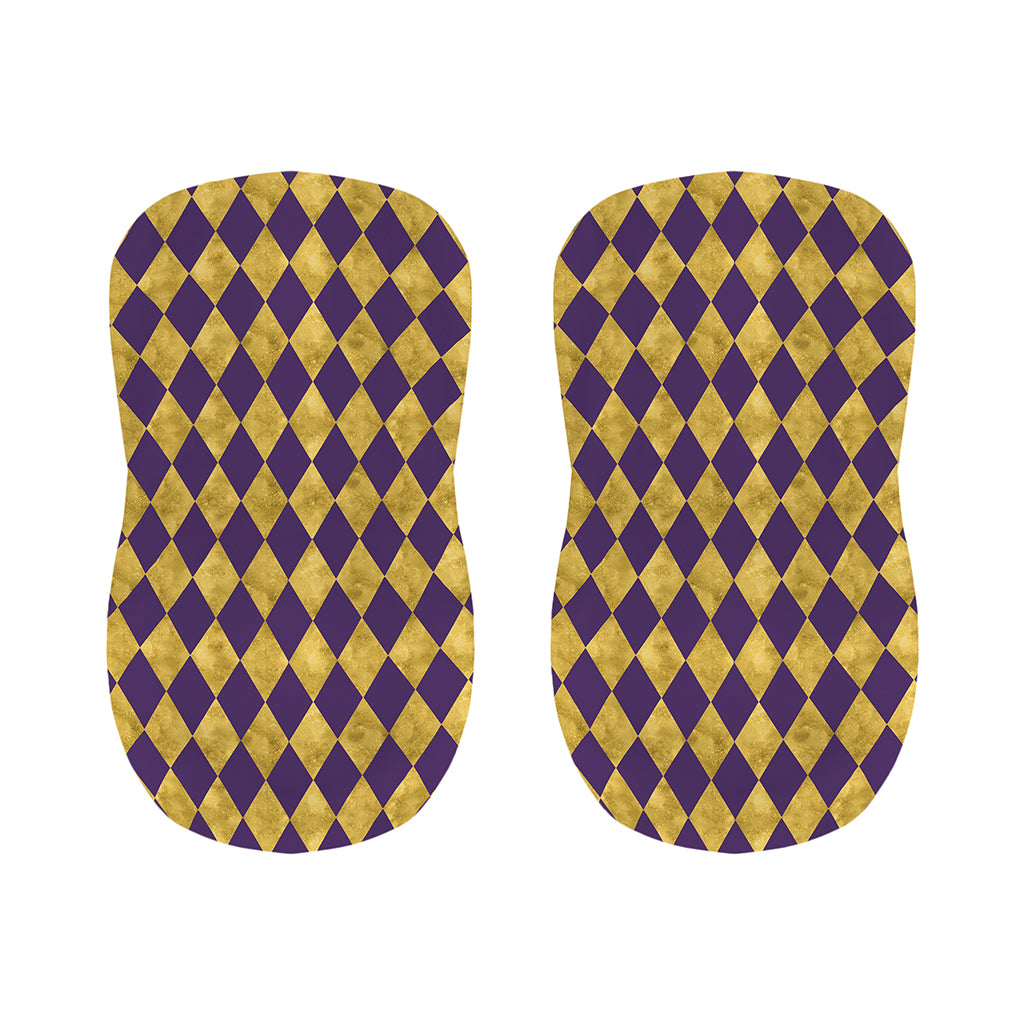 Purple And Gold Harlequin Pattern Print Bar Stool Covers
