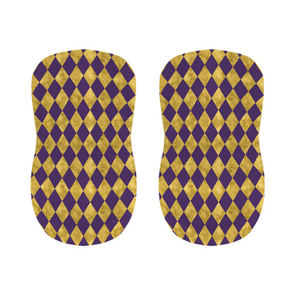 Purple And Gold Harlequin Pattern Print Bar Stool Covers