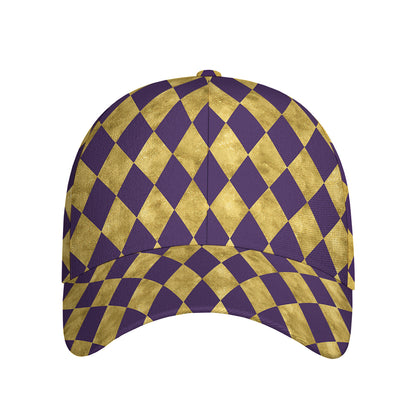 Purple And Gold Harlequin Pattern Print Baseball Cap