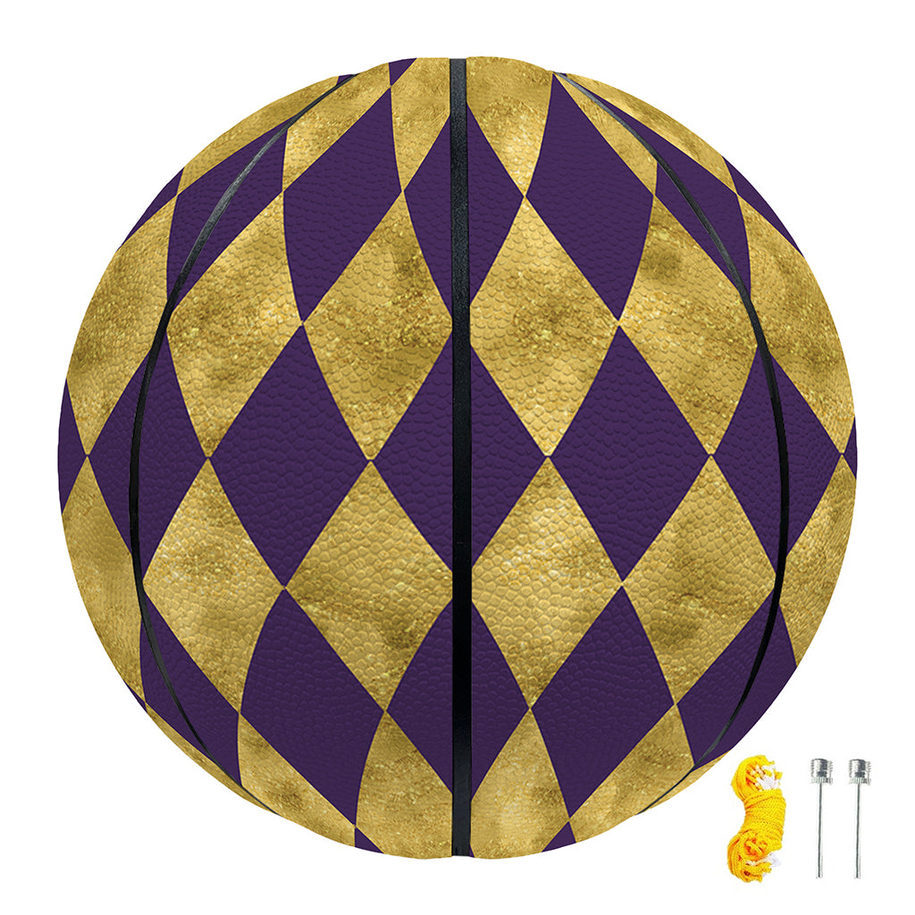 Purple And Gold Harlequin Pattern Print Basketball