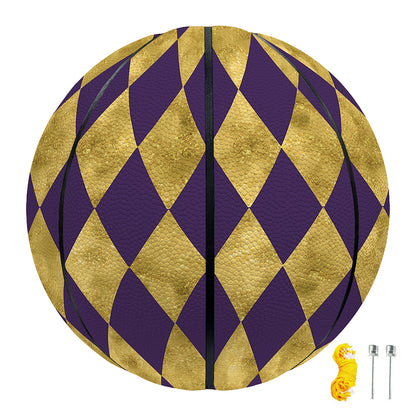 Purple And Gold Harlequin Pattern Print Basketball