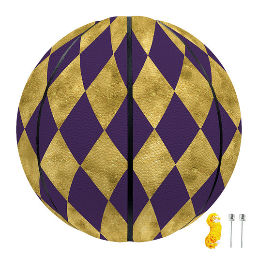 Purple And Gold Harlequin Pattern Print Basketball