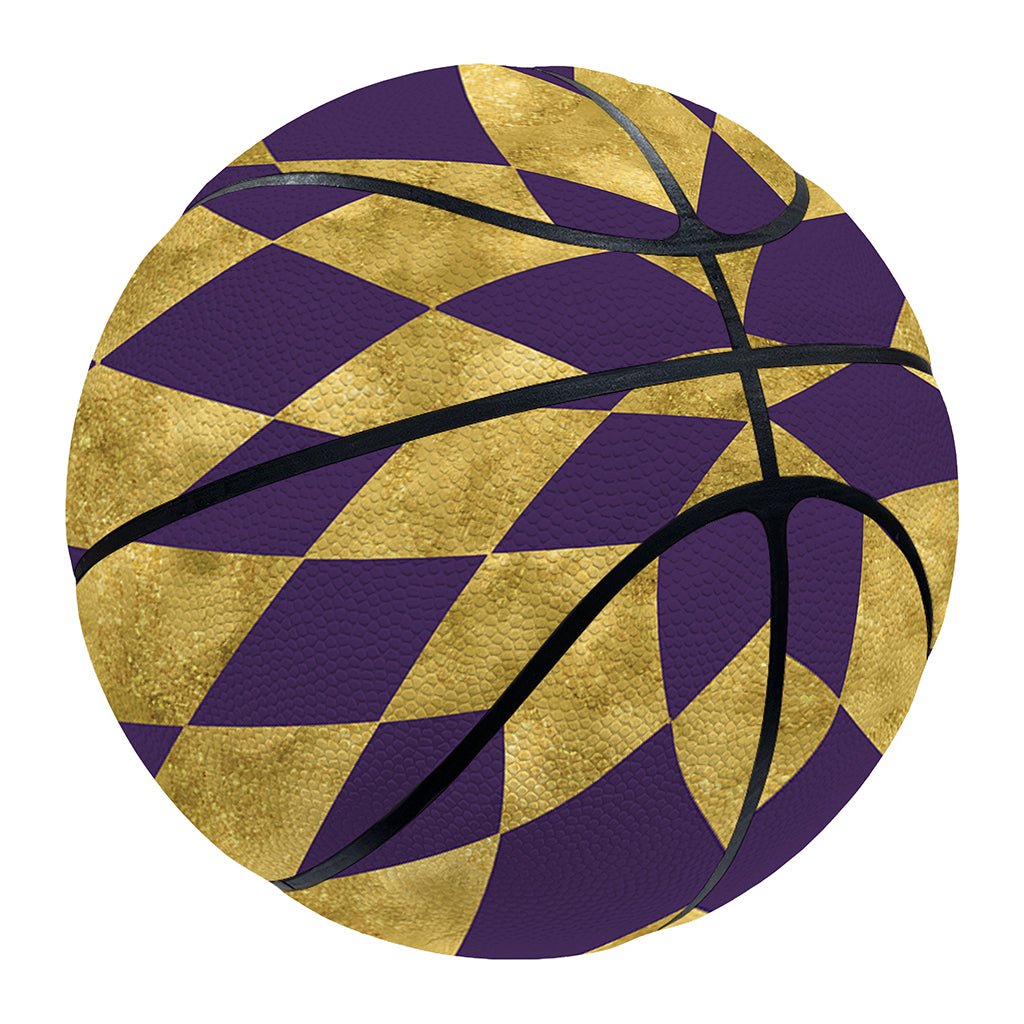 Purple And Gold Harlequin Pattern Print Basketball