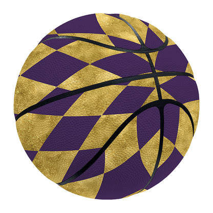 Purple And Gold Harlequin Pattern Print Basketball