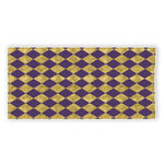 Purple And Gold Harlequin Pattern Print Beach Towel