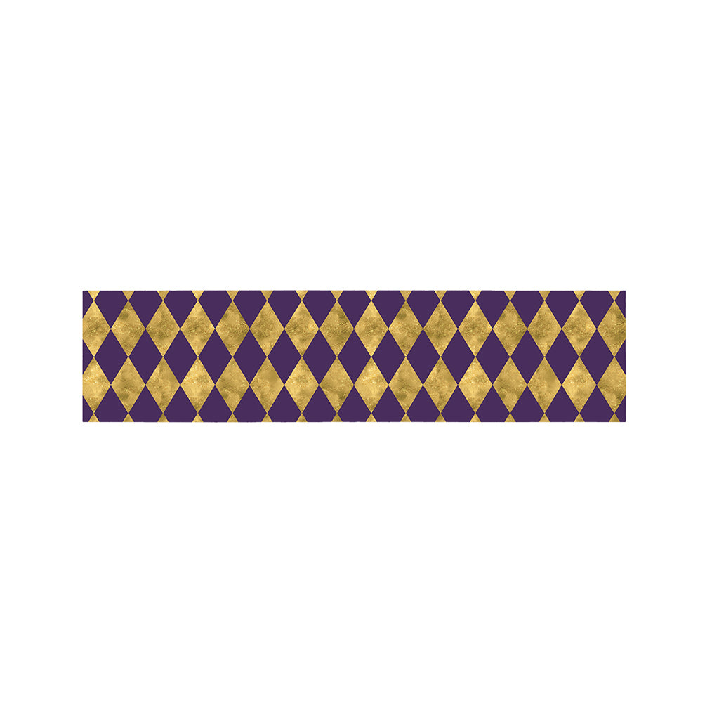 Purple And Gold Harlequin Pattern Print Bed Runner