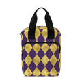 Purple And Gold Harlequin Pattern Print Bible Tote Bag