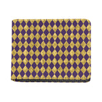Purple And Gold Harlequin Pattern Print Bifold Wallet