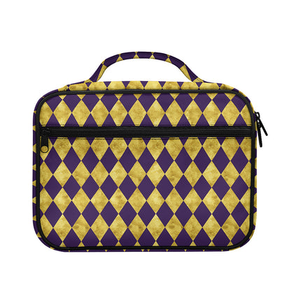 Purple And Gold Harlequin Pattern Print Briefcase Bible Bag