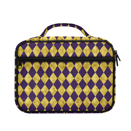 Purple And Gold Harlequin Pattern Print Briefcase Bible Bag