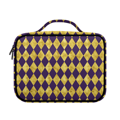 Purple And Gold Harlequin Pattern Print Briefcase Bible Bag