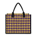Purple And Gold Harlequin Pattern Print Canvas Tote Bag