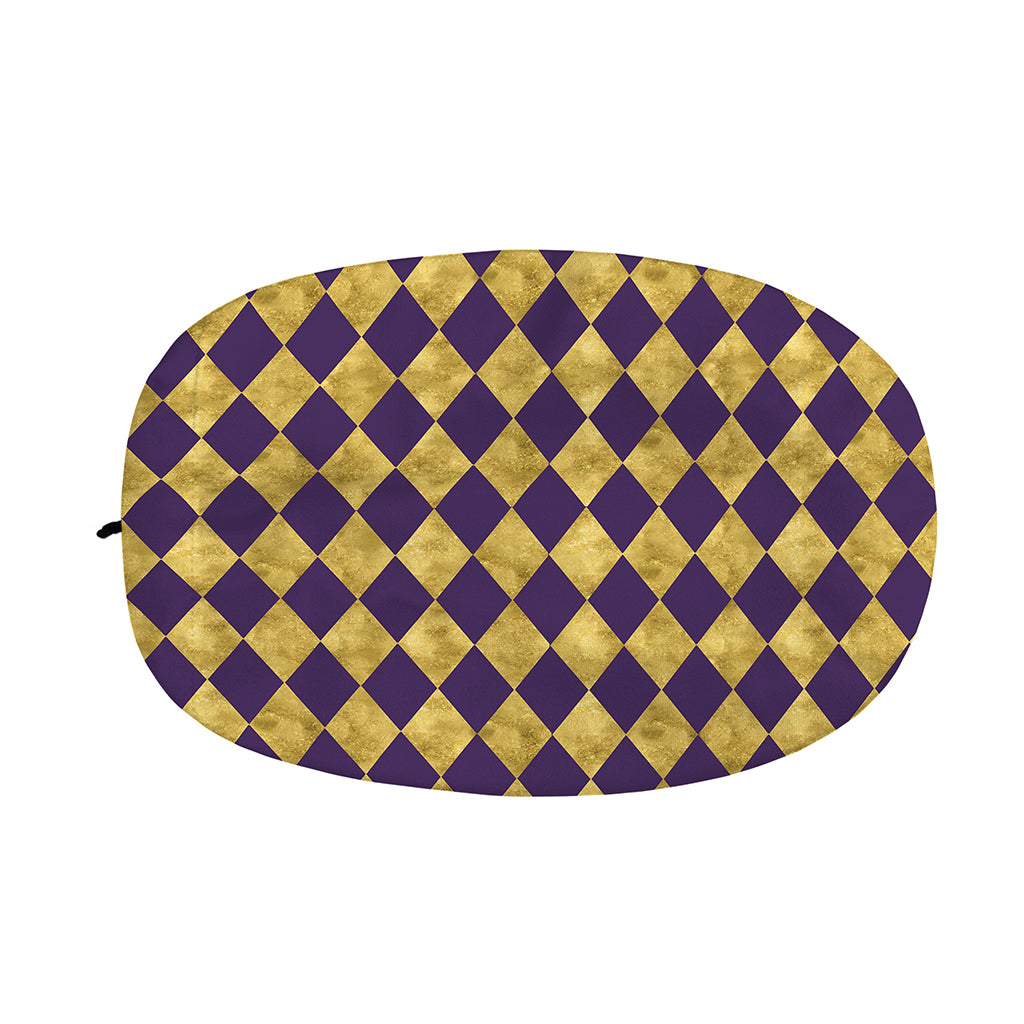 Purple And Gold Harlequin Pattern Print Car Side Mirror Covers
