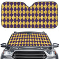 Purple And Gold Harlequin Pattern Print Car Windshield Sun Shade
