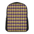 Purple And Gold Harlequin Pattern Print Casual Backpack
