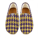 Purple And Gold Harlequin Pattern Print Casual Shoes