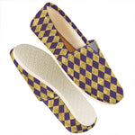 Purple And Gold Harlequin Pattern Print Casual Shoes