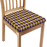 Purple And Gold Harlequin Pattern Print Chair Cushion Cover