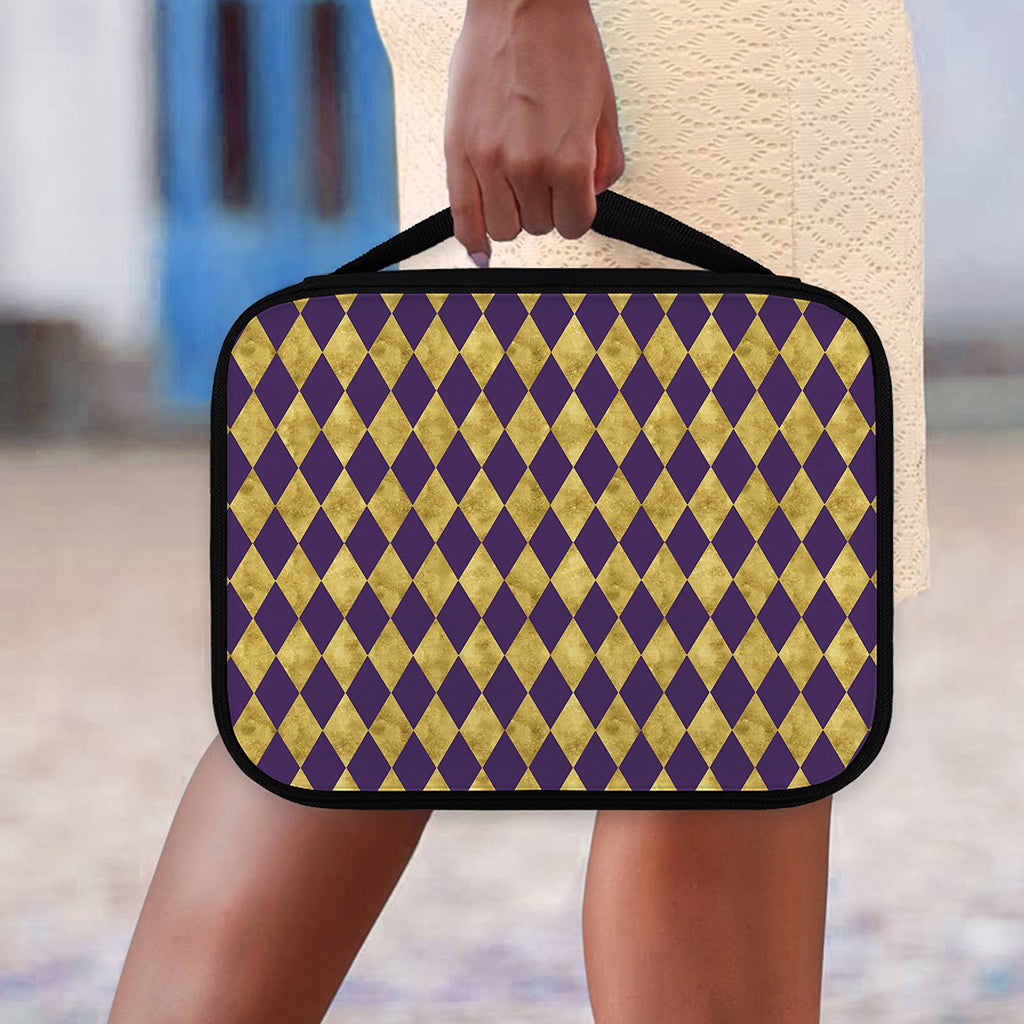 Purple And Gold Harlequin Pattern Print Classic Bible Case