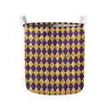 Purple And Gold Harlequin Pattern Print Collapsible Laundry Basket