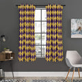 Purple And Gold Harlequin Pattern Print Grommet Curtain Panels