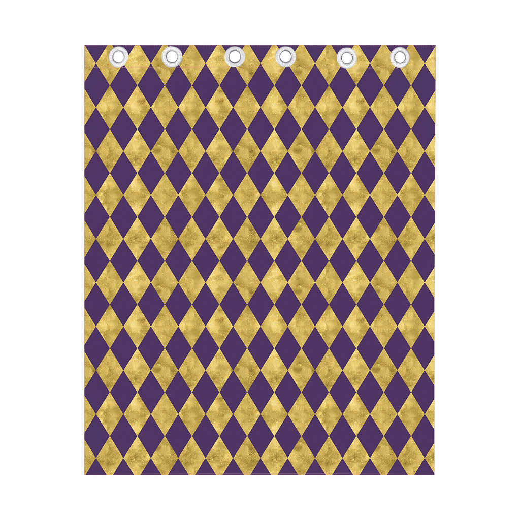 Purple And Gold Harlequin Pattern Print Curtain