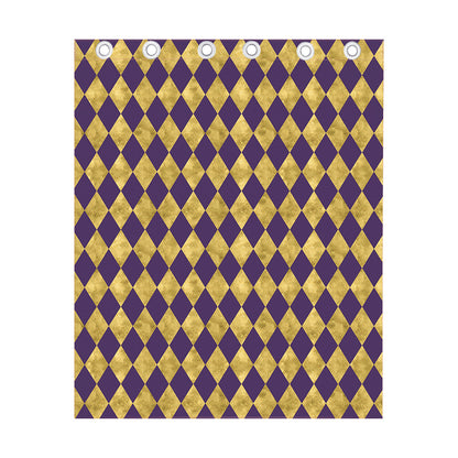 Purple And Gold Harlequin Pattern Print Curtain
