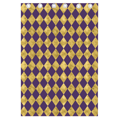 Purple And Gold Harlequin Pattern Print Curtain