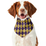 Purple And Gold Harlequin Pattern Print Dog Bandana