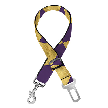 Purple And Gold Harlequin Pattern Print Dog Seat Belt