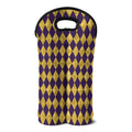 Purple And Gold Harlequin Pattern Print Double Neoprene Wine Tote