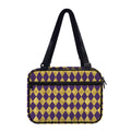 Purple And Gold Harlequin Pattern Print Double Strap Bible Bag
