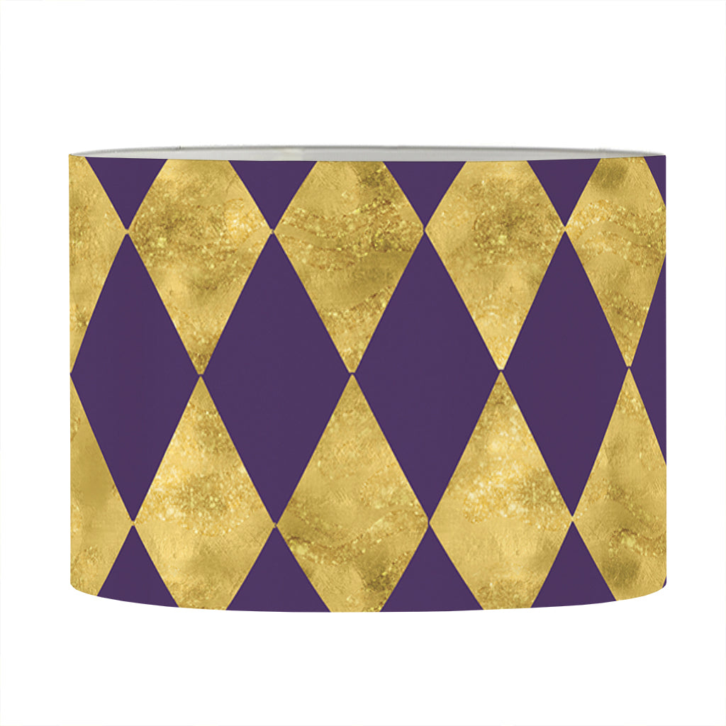 Purple And Gold Harlequin Pattern Print Drum Lamp Shade