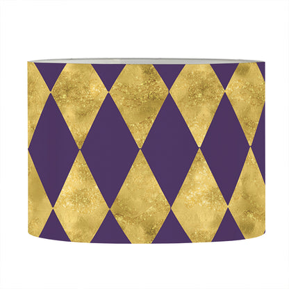 Purple And Gold Harlequin Pattern Print Drum Lamp Shade
