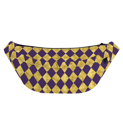 Purple And Gold Harlequin Pattern Print Fanny Pack