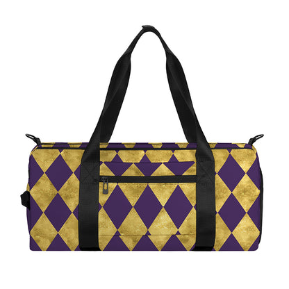 Purple And Gold Harlequin Pattern Print Gym Bag
