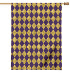 Purple And Gold Harlequin Pattern Print House Flag