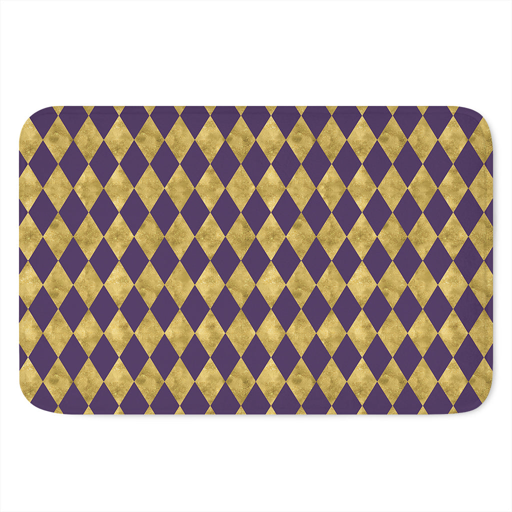 Purple And Gold Harlequin Pattern Print Indoor Door Mat