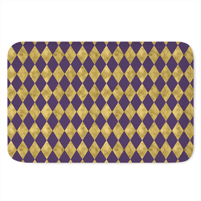 Purple And Gold Harlequin Pattern Print Indoor Door Mat
