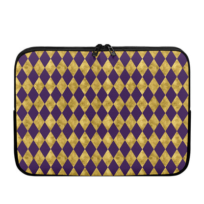 Purple And Gold Harlequin Pattern Print Laptop Sleeve