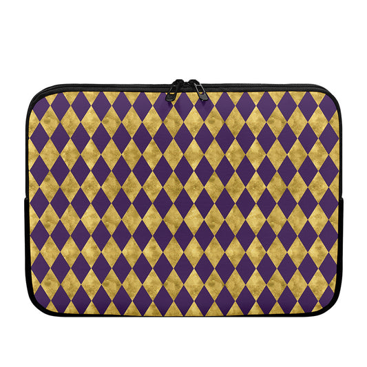Purple And Gold Harlequin Pattern Print Laptop Sleeve