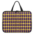 Purple And Gold Harlequin Pattern Print Laptop Sleeve With Handle