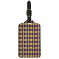 Purple And Gold Harlequin Pattern Print Luggage Tag