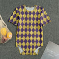 Purple And Gold Harlequin Pattern Print Men's Bodysuit